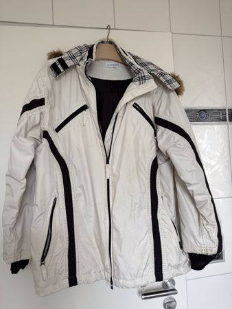 Winterjacke mit Fellkapuze, weiss, Grösse 50