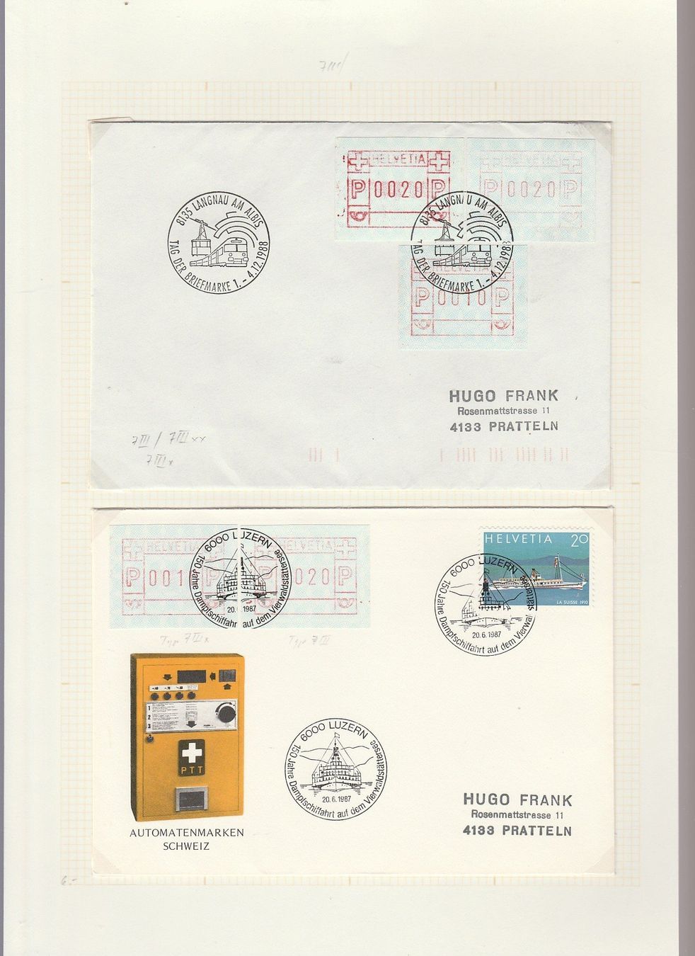 Tous les timbres: 2 Briefe der Nummer 7AIII (x) – D'occasion à Oberglatt ZH par Wiedmi6