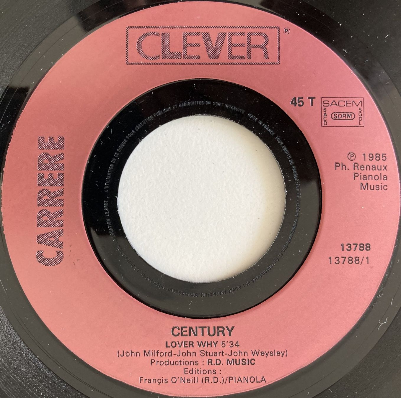 Dischi in vinile: CENTURY - LOVER WHY – Usato da Bottens venduto da hotter-than-hell 2