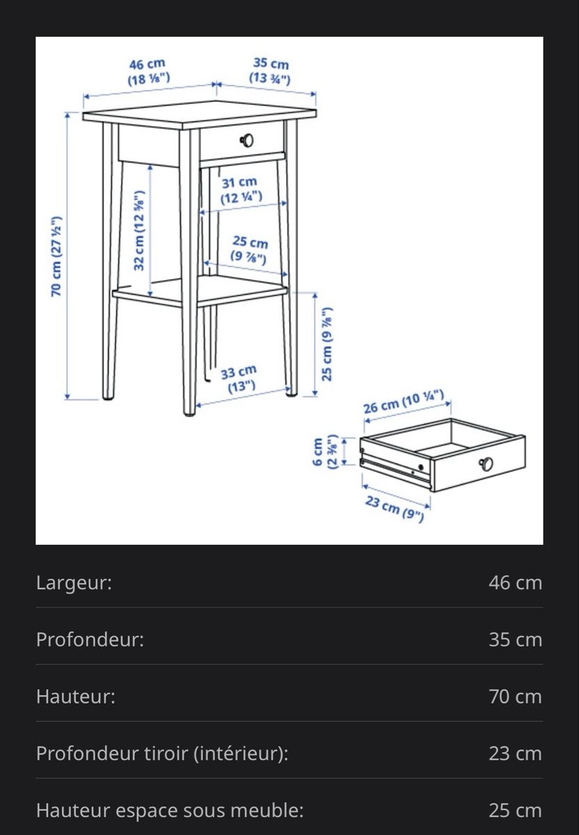 Ikea Comodini: Table de chevet Hemnes IKEA – Usato da Cortaillod venduto da Laulausousleau 1