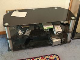 TV Minitable Glas Schwarz 3 Ablagen gebrauchter Zustand