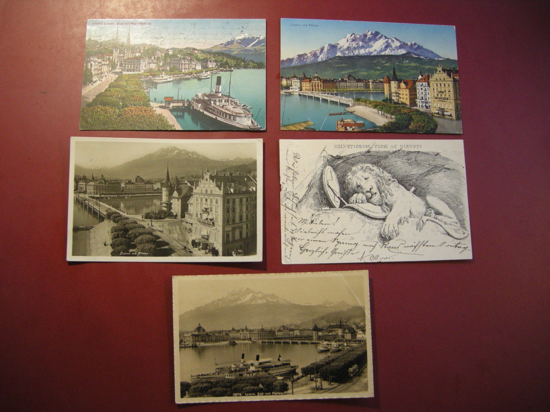 Cartoline postali: 5 POSTKARTEN LUZERN, AB 20.IX.04 // 10.VII.07 – Usato da Eschenbach SG venduto da eDaisy