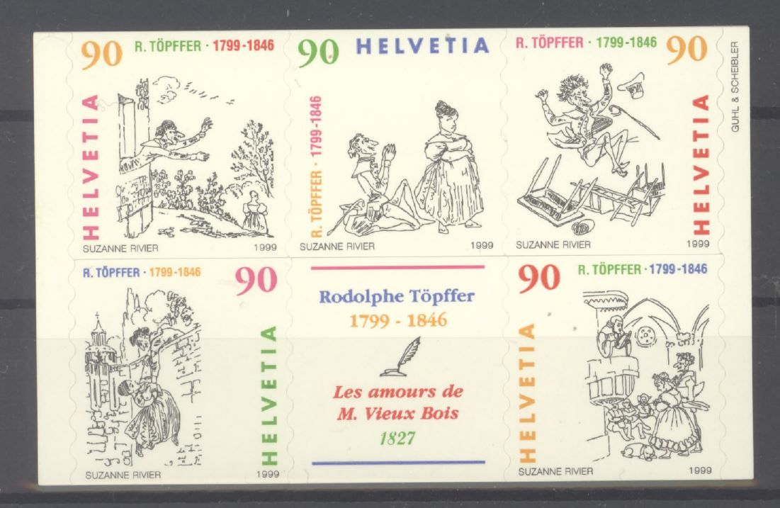 Tutti i francobolli: 1999, Comics, Rodolphe, Töpffer ** – Usato da Willisau venduto da Vollstempel