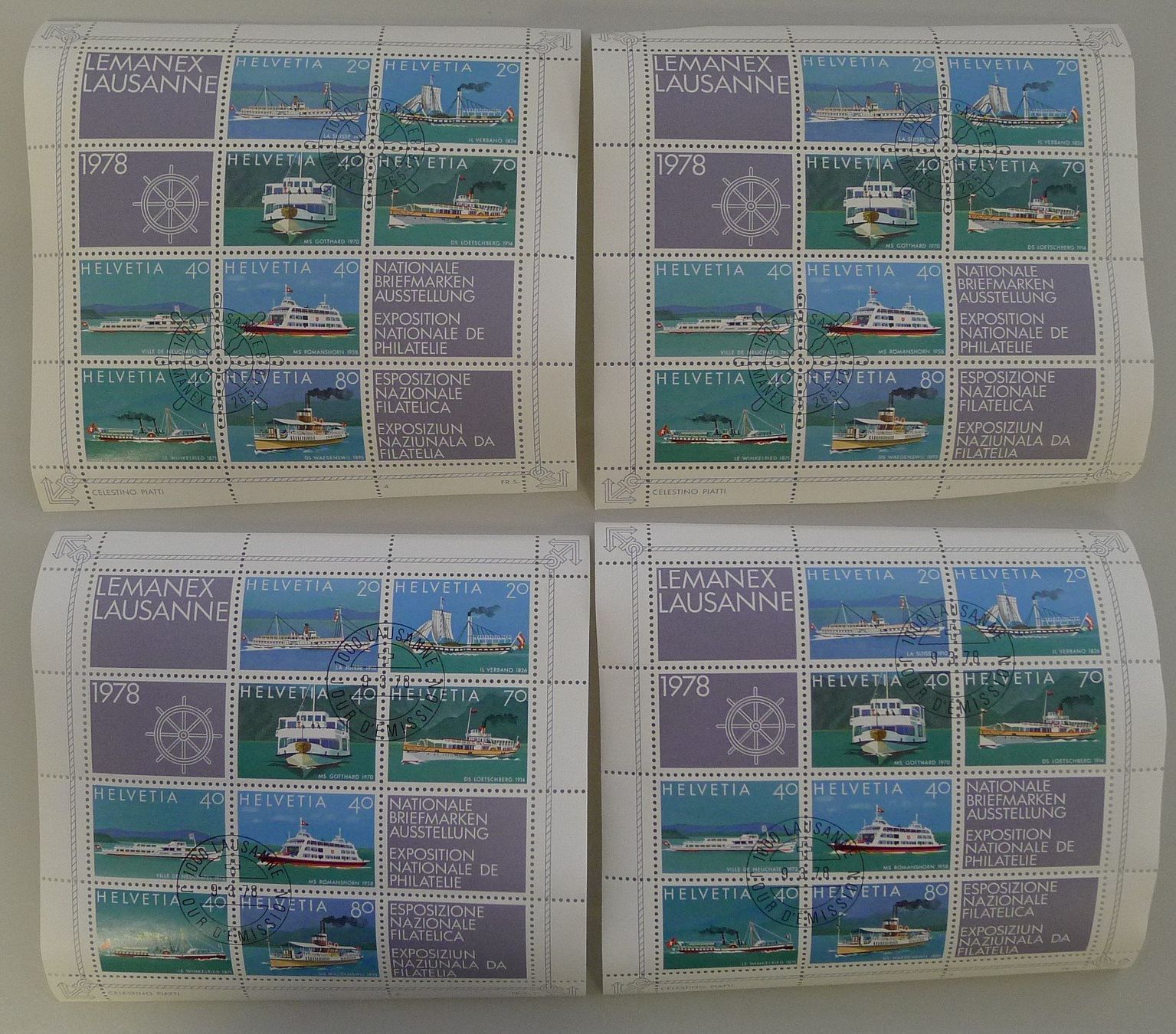 Alle Briefmarken: 1978-2010, SAMMLUNG Bogen + Kleinbogen von 42 Stück, Ersttag – Gebraucht aus Sursee von Luzernerraute 1