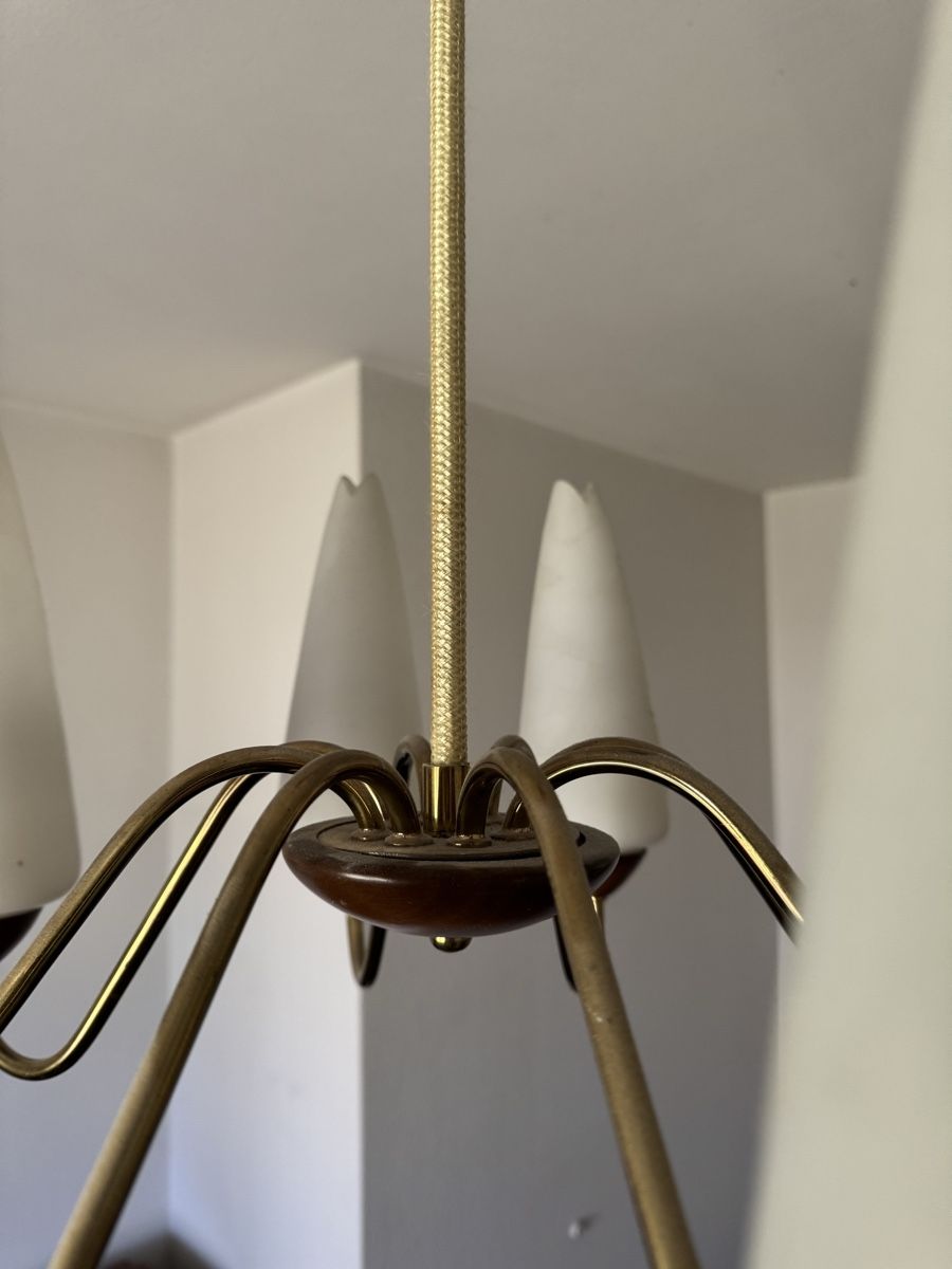 Lampadari & plafoniere: Deckenlampe 8-flammig, Messing/Holz – Usato da Le Sentier venduto da flo_dcg6 4