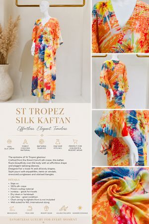 St Tropez Silk Kaftan Maxi Dress – Luxury Resort Wear