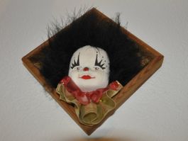 Wandbild Clown Kopf Stoff mit Holzrahmen gebraucht