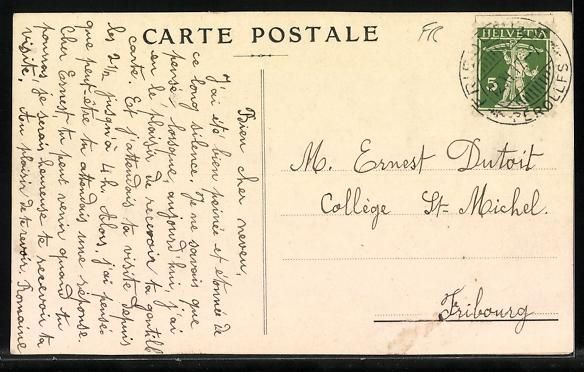 Cartoline postali: AK Siviriez, Ortsansicht mit Kirche – Usato da Berlin venduto da bartko-reher 1