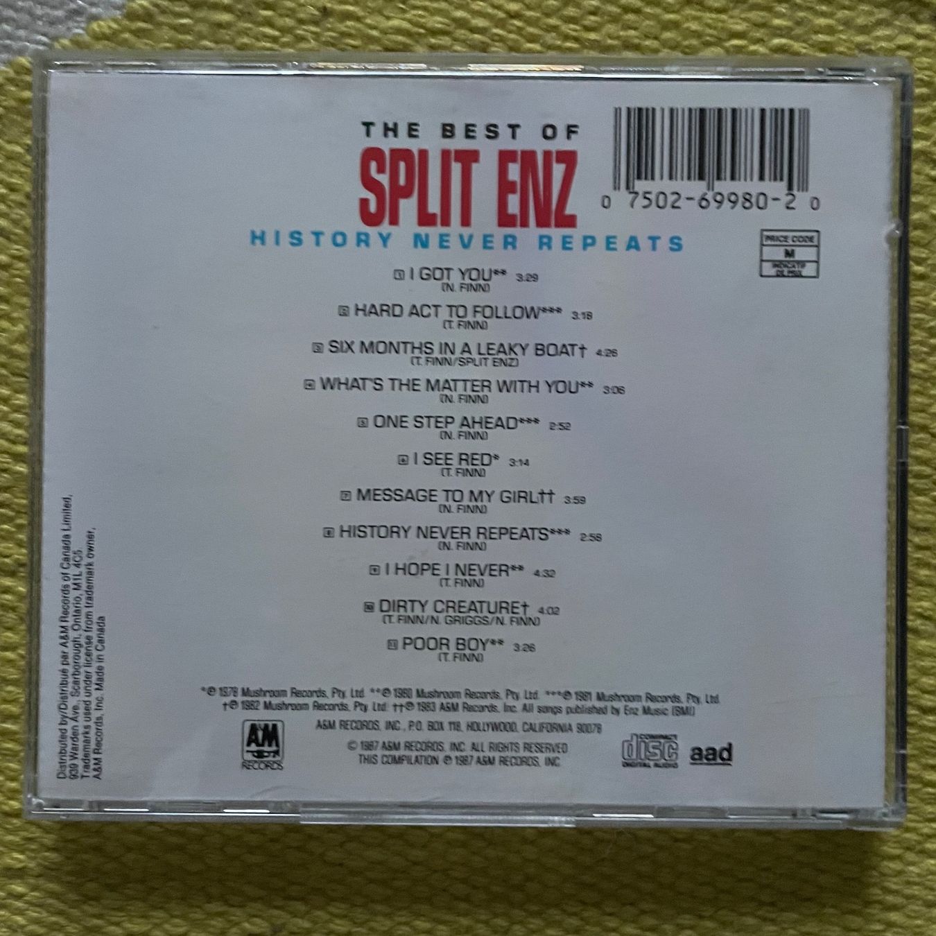 CDs: SPLIT ENZ-BEST OF/HISTORY NEVER REPEATS – D'occasion à Rorschacherberg par CD-Roli 1