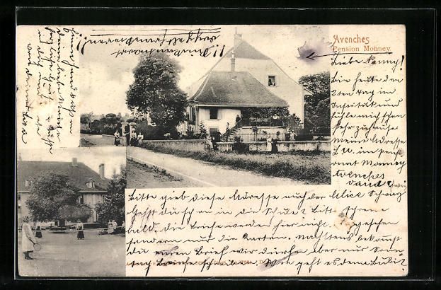 Ansichtskarten: Avenches, Pension Mohney mit Tennisplatz – Gebraucht aus Berlin von bartko-reher