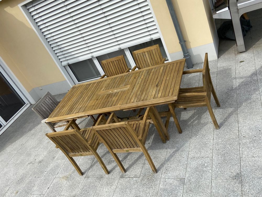 Teakholz Gartentisch zum Ausziehen Kaufen auf Ricardo