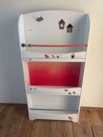 Regal mit Vögelmotiv weiss mit Gebrauchsspuren