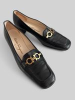 Salvatore Ferragamo Gancini Loafers Schwarz Echtleder Gr. 7