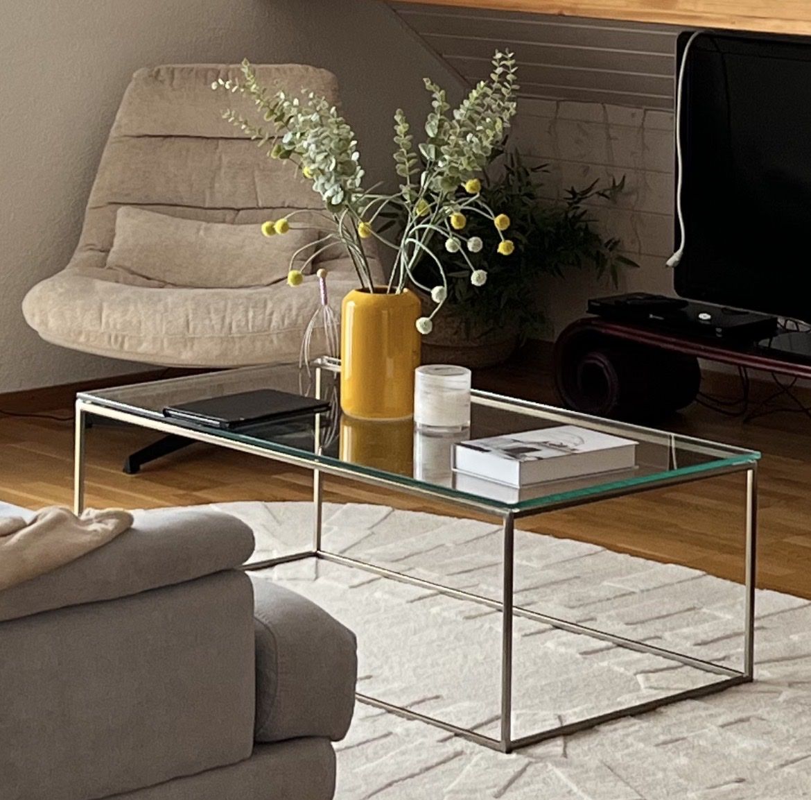 Tavoli: Table basse en verre et laiton + console assortie – Usato da Naz venduto da buzzleclair85 3