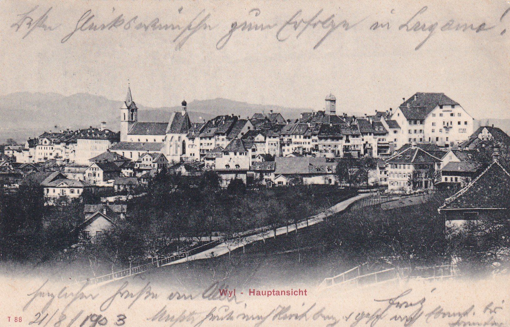 Cartoline postali: Wyl - Hauptansicht  1903 – Usato da Cormoret venduto da Pascalll2001