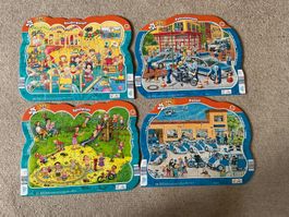 4x TOY LINO Puzzle Kindergarten Polizei ,Spielplatz
