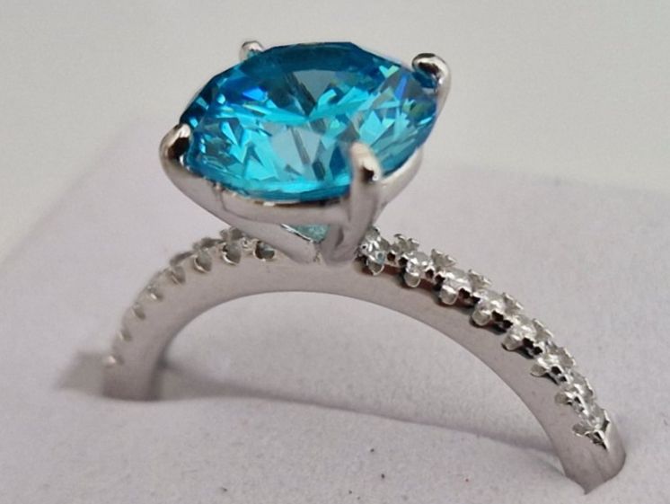 Bague Homme En Argent Sterling 925 Avec Moissanite Bleu Clair 1,60 Ct - Style Cocktail élégant