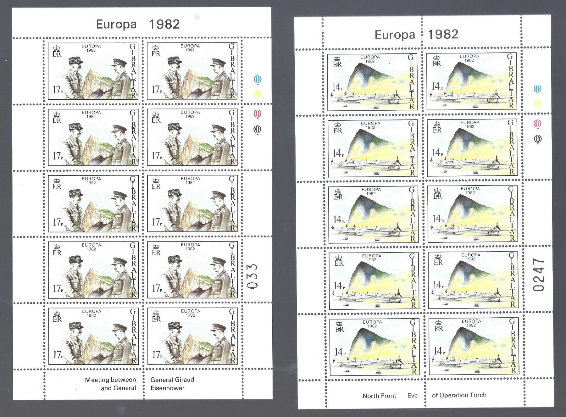 Tutti i francobolli: GIBRALTAR 2 Kleinbogen Satz EUROPA-CEPT ** 1982 – Nuovo (secondo la descrizione) da Les Valettes venduto da Nuba1