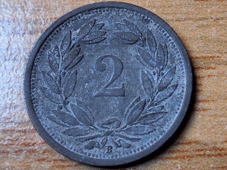 Tutti le monete: 2 Rappen 1945 - Zink! – Usato da Münchenstein venduto da purbach1 9