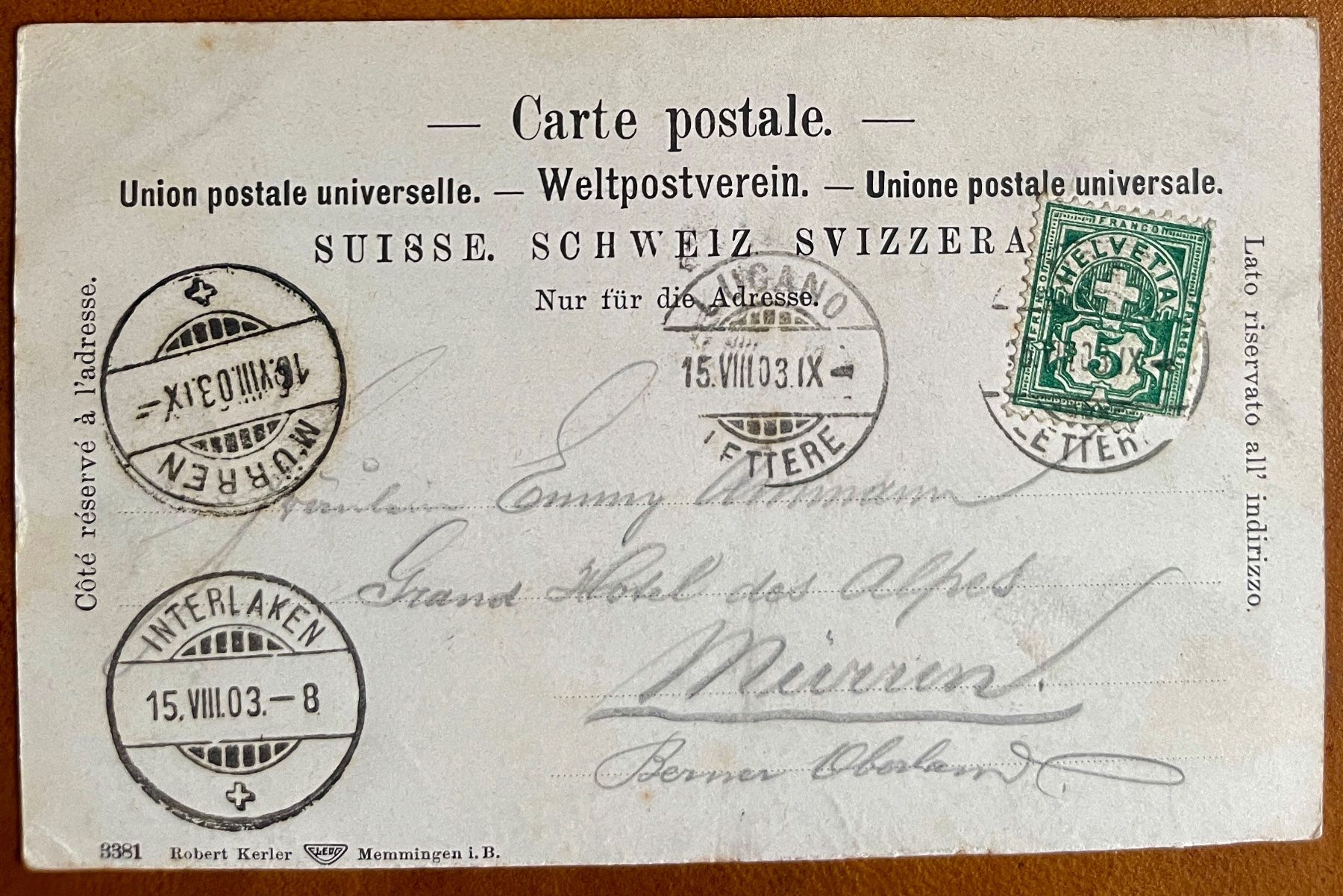 Cartoline postali: Lugano & Monte Brè 1903 – Usato da Lutry venduto da Ediego 1