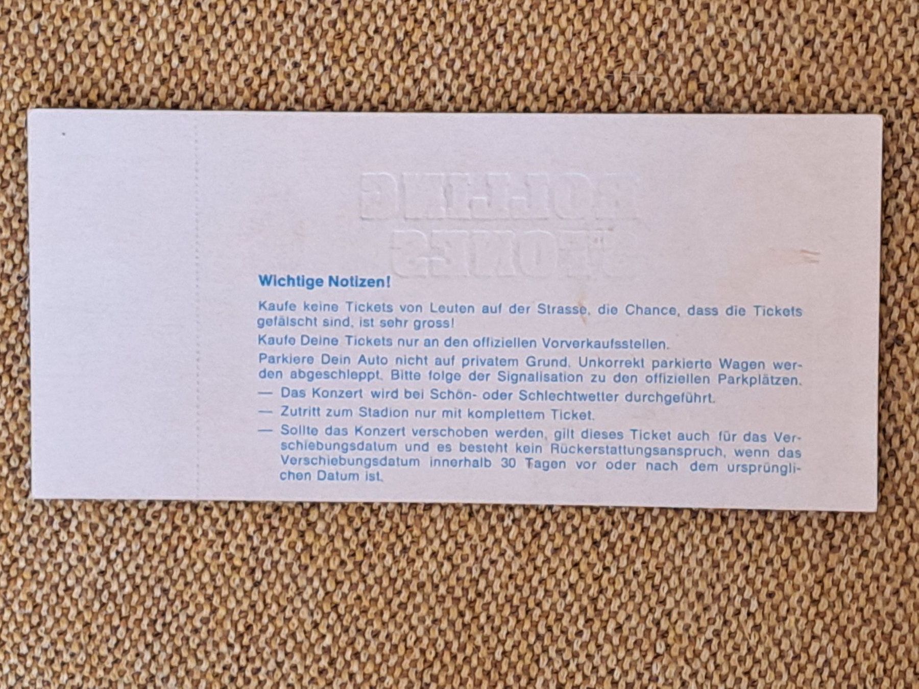 Tickets: Rolling Stones Open Air Ticket - 15. Juli 1982 Basel – Neu (gemäss Beschreibung) aus Hägendorf von Luckydog 1