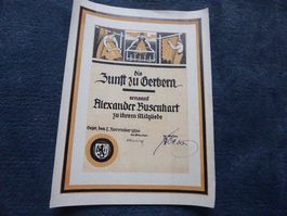 Basel,Zunft zu Gerbern,Litho,E.V.,1936,Orig.Unterschriften