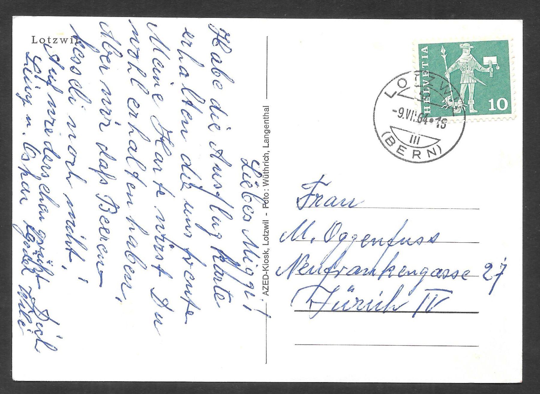Cartoline postali: Lotzwil Flugaufnahme – Usato da Olten venduto da clotaldi 1