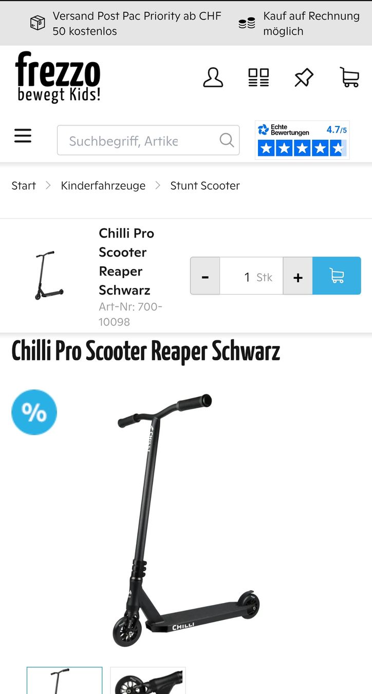 Chilli Kickboard: Chilli Pro Scooter Reaper, schwarz, neu + originalverpackt – Neu und originalverpackt aus Berikon von mezzze