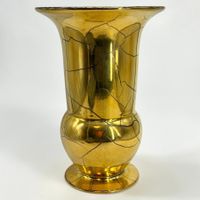 Grand vase de Saint-Prex émaillé bleu décor doré craquelé