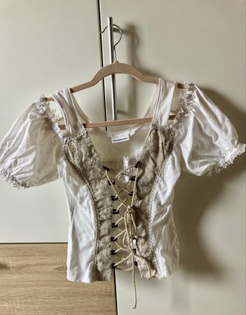 Trachtenbluse beige weiss Gr. 36. fürs Oktoberfest