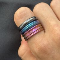Hématite und Metallische Edelstahl Ring Set