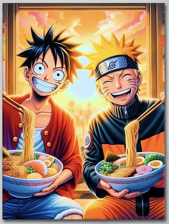 Foto & Immagini: Monkey D. Luffy (One Piece) & Naruto - Anime Poster – Nuovo (secondo la descrizione) da Glattbrugg venduto da amzh