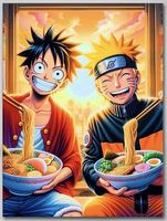 Monkey D. Luffy (One Piece) & Naruto - Anime Poster