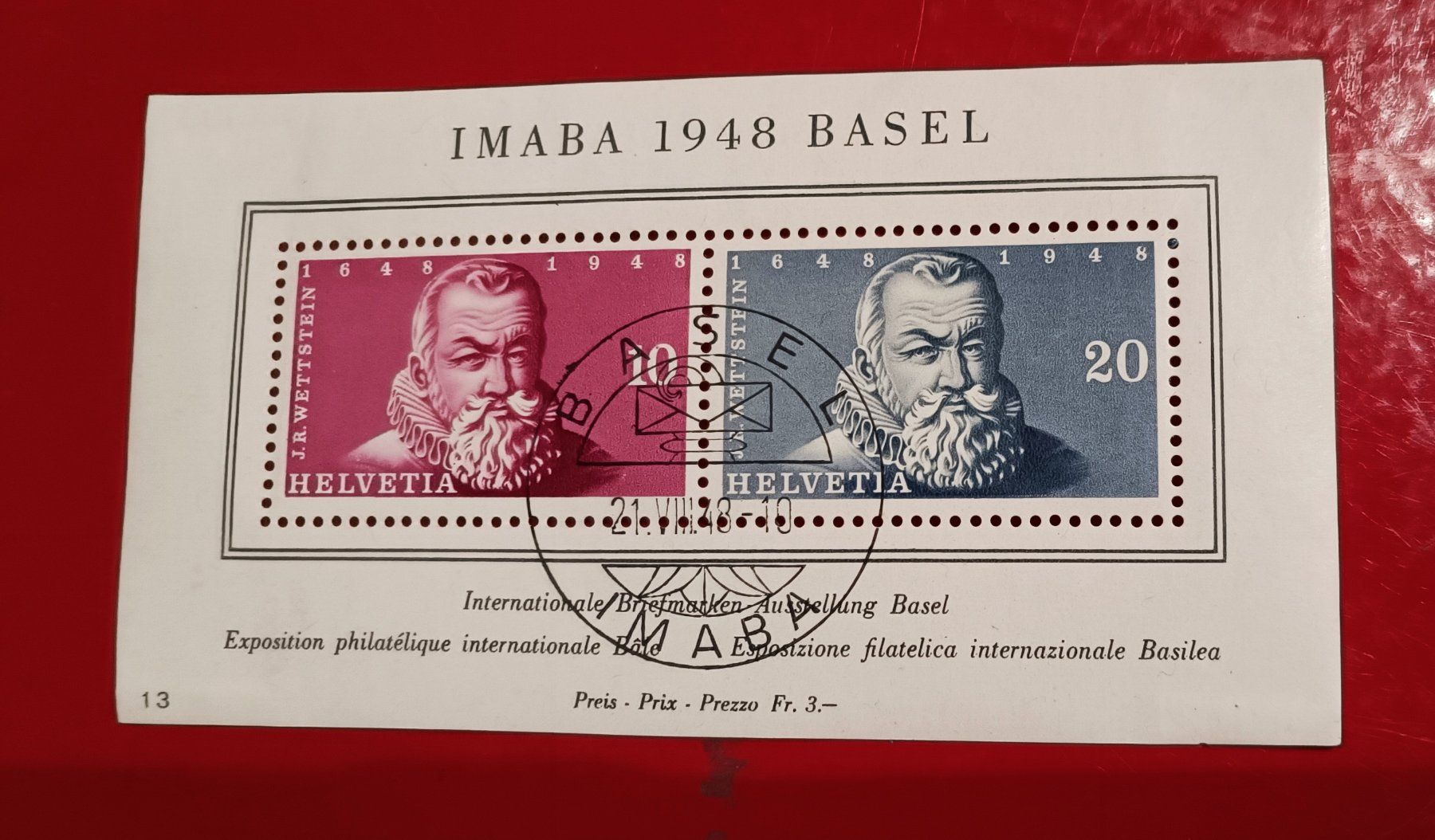 Tous les timbres: 4 Stück Erstag Blöcke 2St,  17.09.1938+ 2St,  21.08.1948 – D'occasion à Glis par MYS-Wallis2020 7