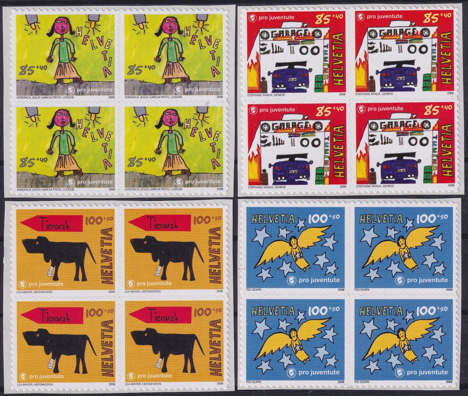 Alle Briefmarken: 2006 J381A-J384A Viererblock-Serie postfrisch ** Kat: 72.- – Gebraucht aus Sursee von Luzernerraute
