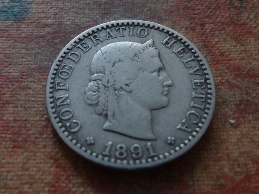 Tutti le monete: 20 Rp. 1891  (A) – Usato da Romanel-sur-Lausanne venduto da Swift13