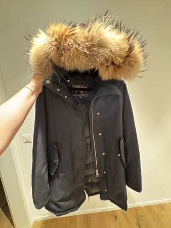 Woolrich Winterjacke Damen Parka Echtfell Kapuze Grösse XS