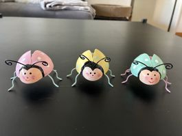 3 Marienkäfer Dekorationen Rosa Gelb Mintgrün Neu