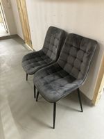2 Stühle Grau Samt miz Metallbeine, neu