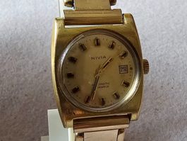 NIVIA Automatic Swiss Made Vergoldet Elegante Damenuhr 27mm