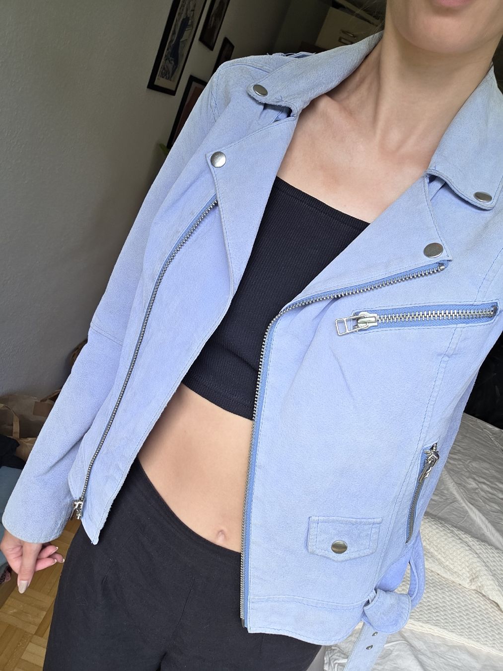 Giacche: Leather Biker Jacket - baby blue – Usato da Zürich venduto da jul_l28v 1