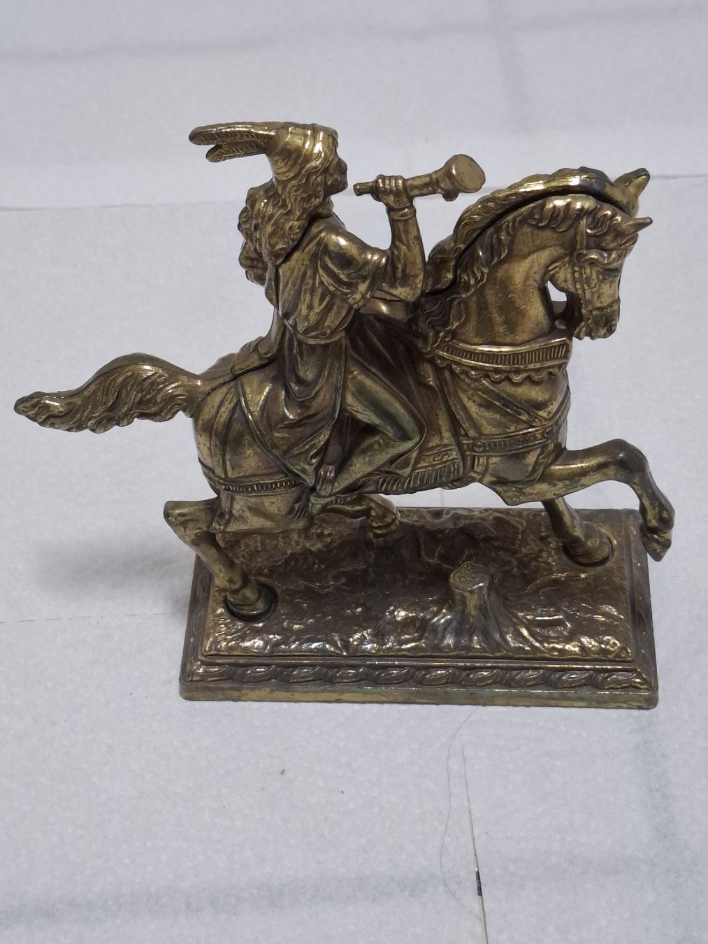 Statuette: Messing- Pferd mit Reiter 19 x 19.5 cm – Usato da Riniken venduto da bro_slk8 1