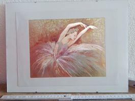 Gerahmtes Bild einer Ballerina - Wanddekoration Kunst gemalt