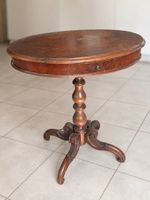Antiker Beistelltisch oval mit Schublade Holz