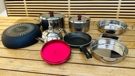 Camping Edelstahl-Kochset ist ideal für  und Outdoor-Kochen.