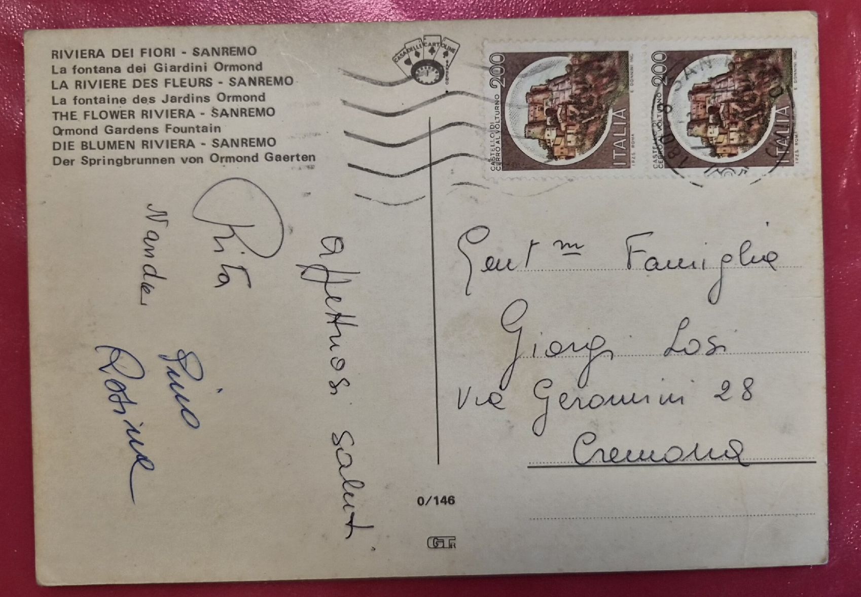Ansichtskarten: Sanremo Giardini Ormond 1980 – Gebraucht aus Melchnau von Arthurius 1