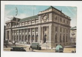 AK 1908 Genf Hotel des Postes mit Tram
