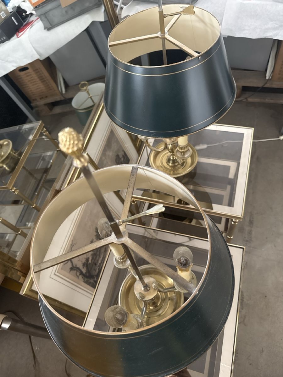 Lampen: 2 Tischlampen Messing schwarz Schirm – Gebraucht aus Näfels von Meelis 2