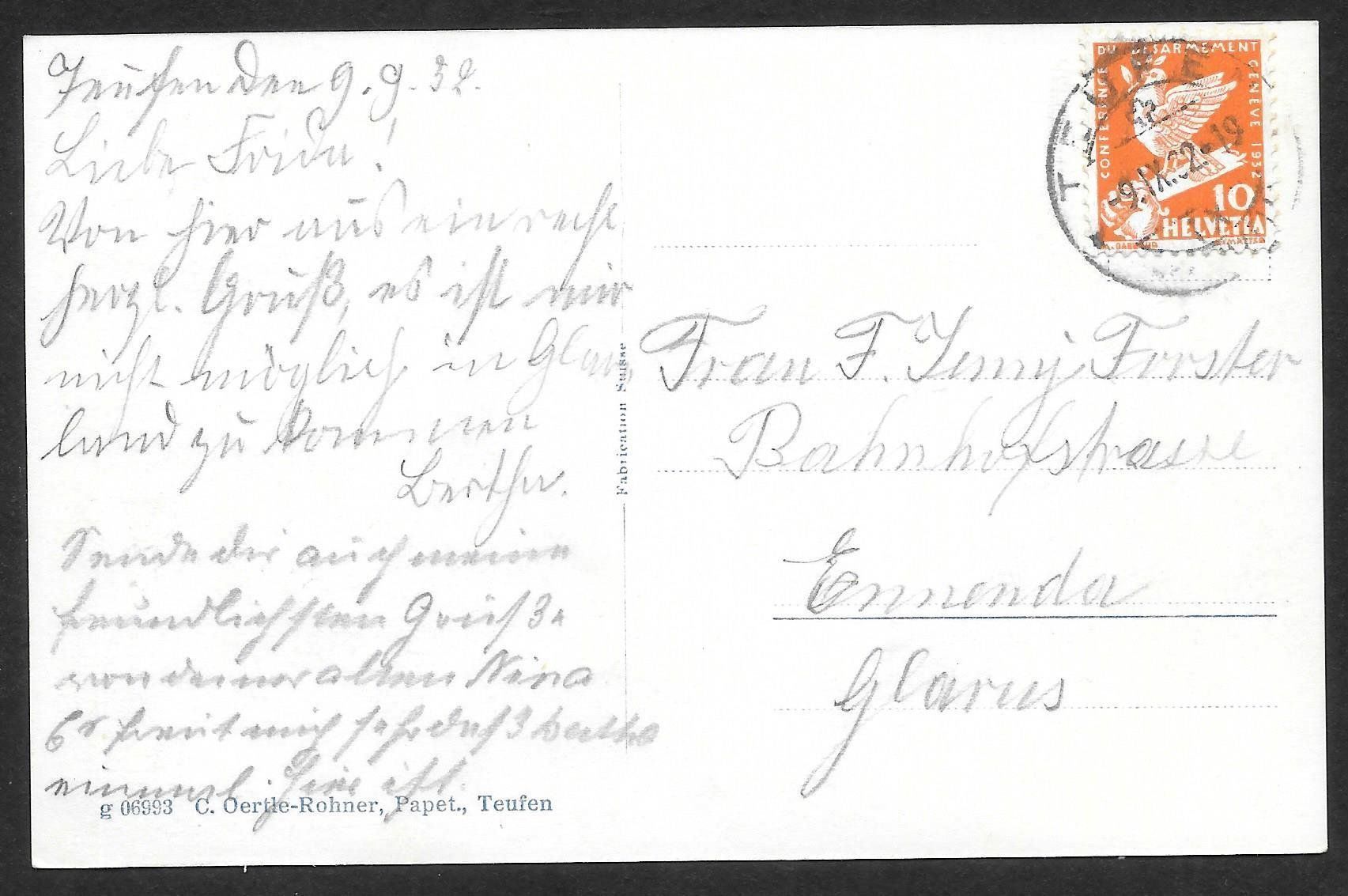Cartoline postali: Teufen Teilansicht – Usato da Olten venduto da clotaldi 1