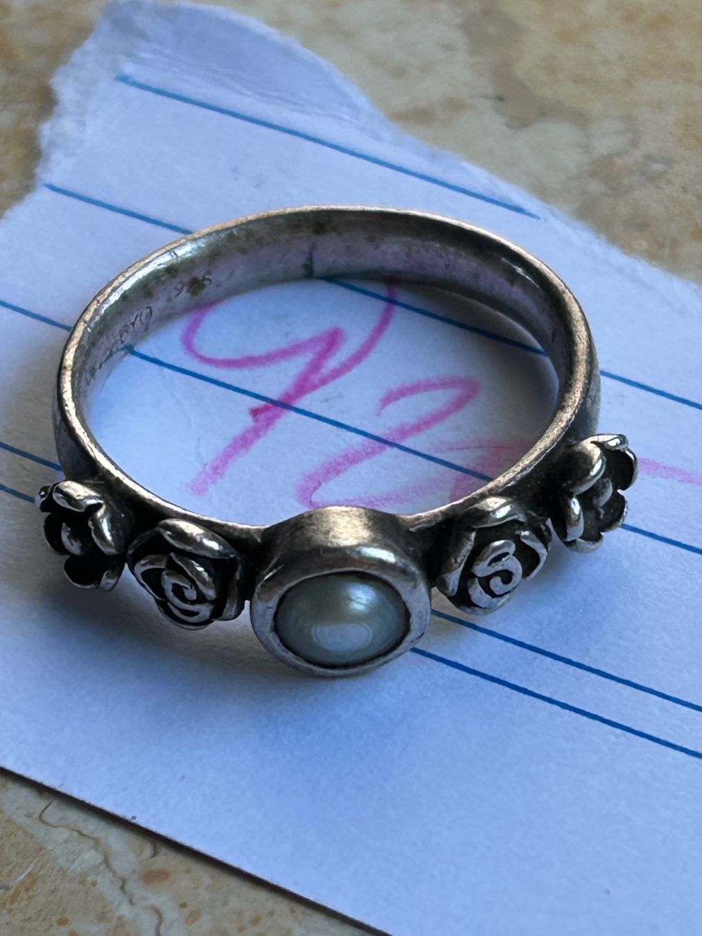 Anelli: Silberring Perle Rosen Grösse 56 – Usato da Dittingen venduto da Bijoubelle 2